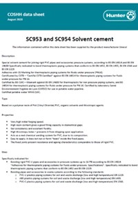 COSHH data sheet - SC953 and SC954 Solvent cement